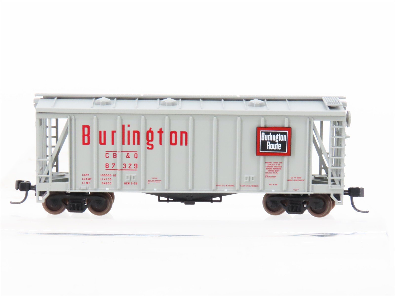 N Scale Atlas 38701 CB&Q Burlington Route GATX Airslide Covered Hopper #87329