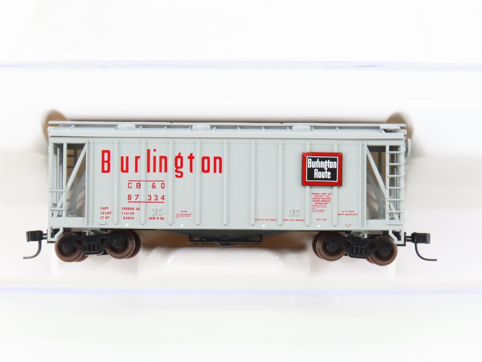 N Scale Atlas 38702 CB&Q Burlington Route GATX Airslide Covered Hopper #87334