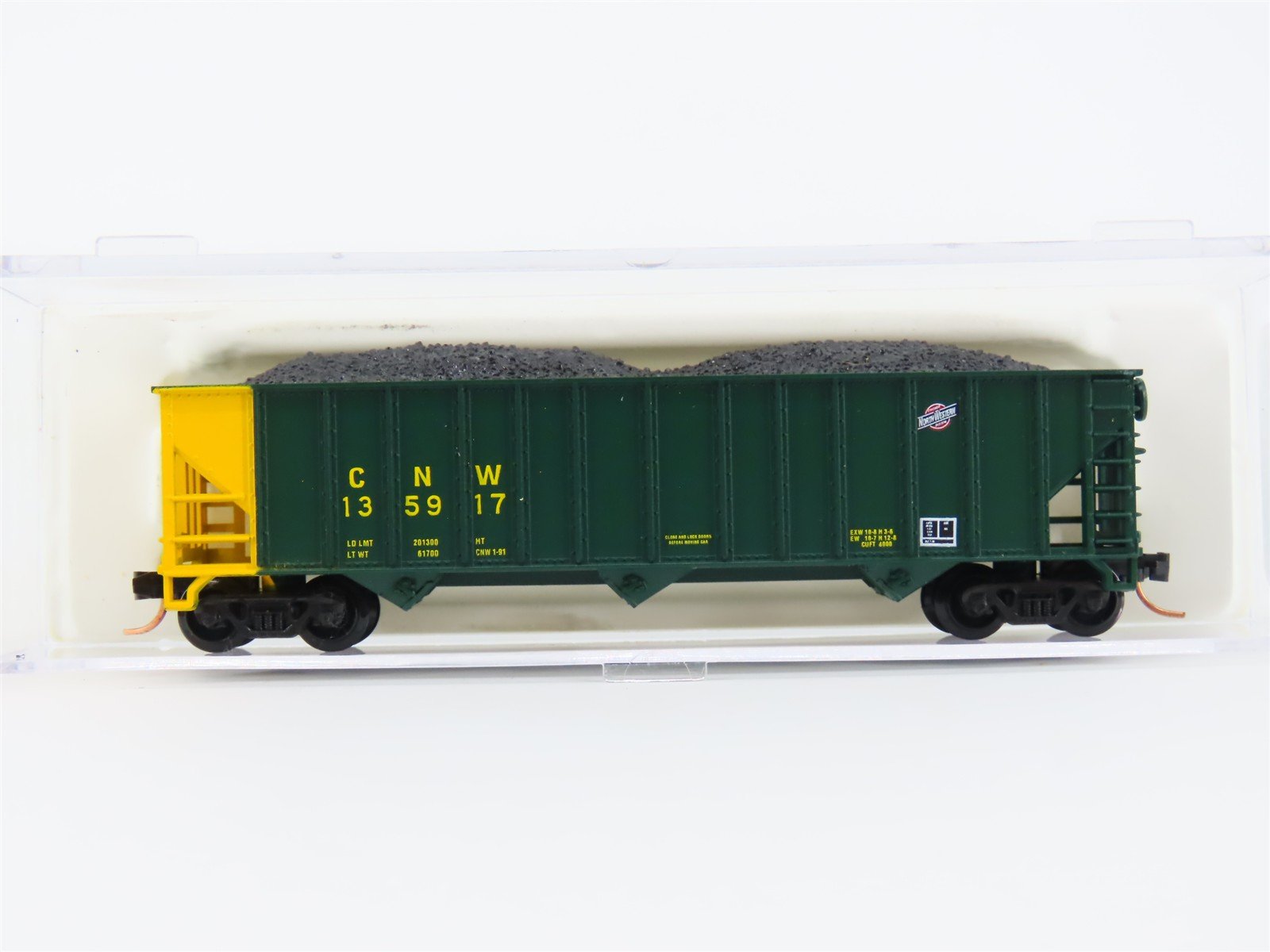 N Scale Atlas CNW Chicago & North Western 3-Bay Open Hopper #135917 w/ Load