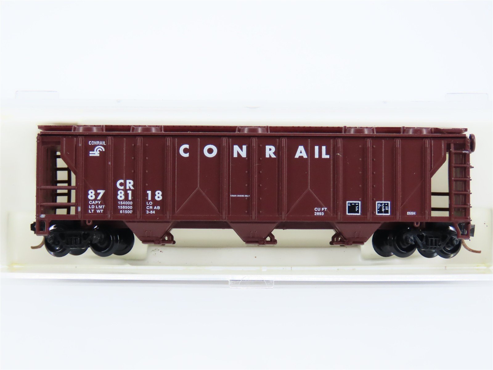 N Scale Atlas CR Conrail Railroad 3-Bay Covered Hopper #878118