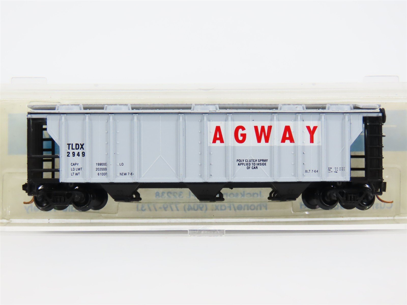 N Scale Atlas S&R Models 619 TLDX Agway 3-Bay Covered Hopper #2949