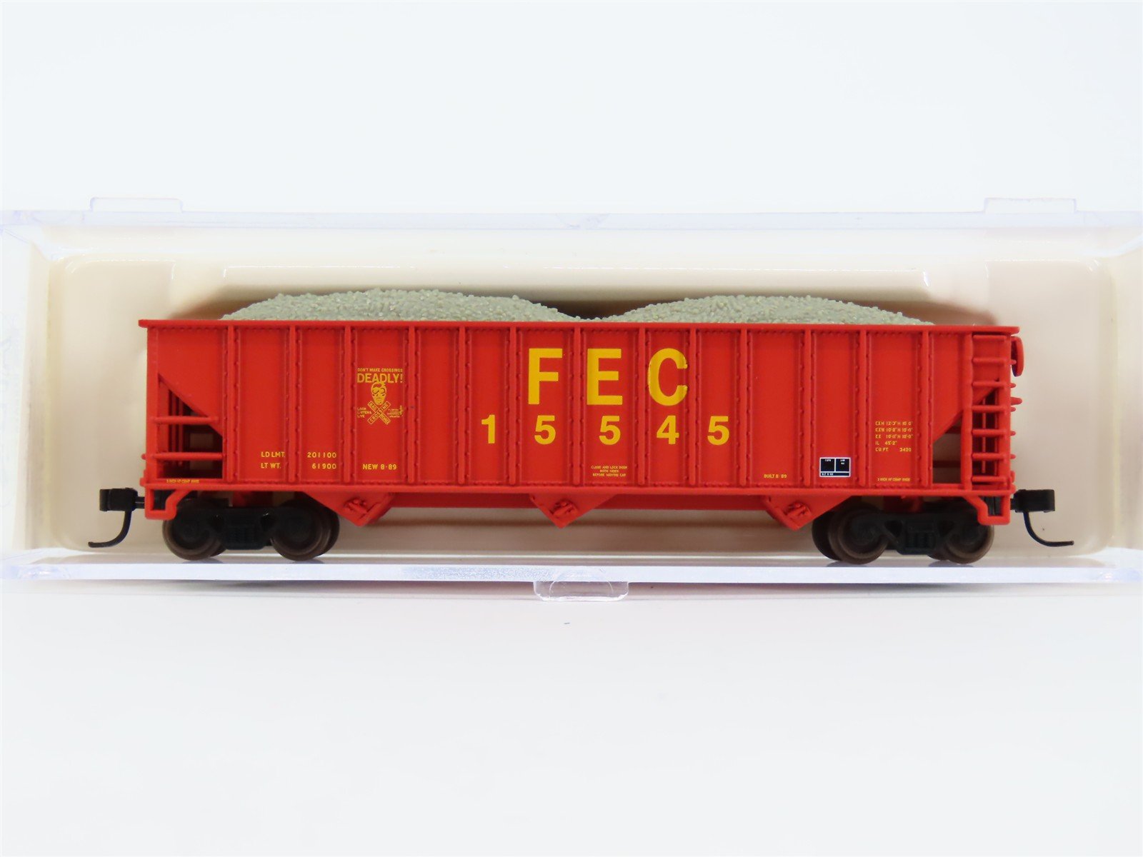 N Scale Atlas TA-103A FEC Florida East Coast 3-Bay Open Hopper #15545 w/ Load