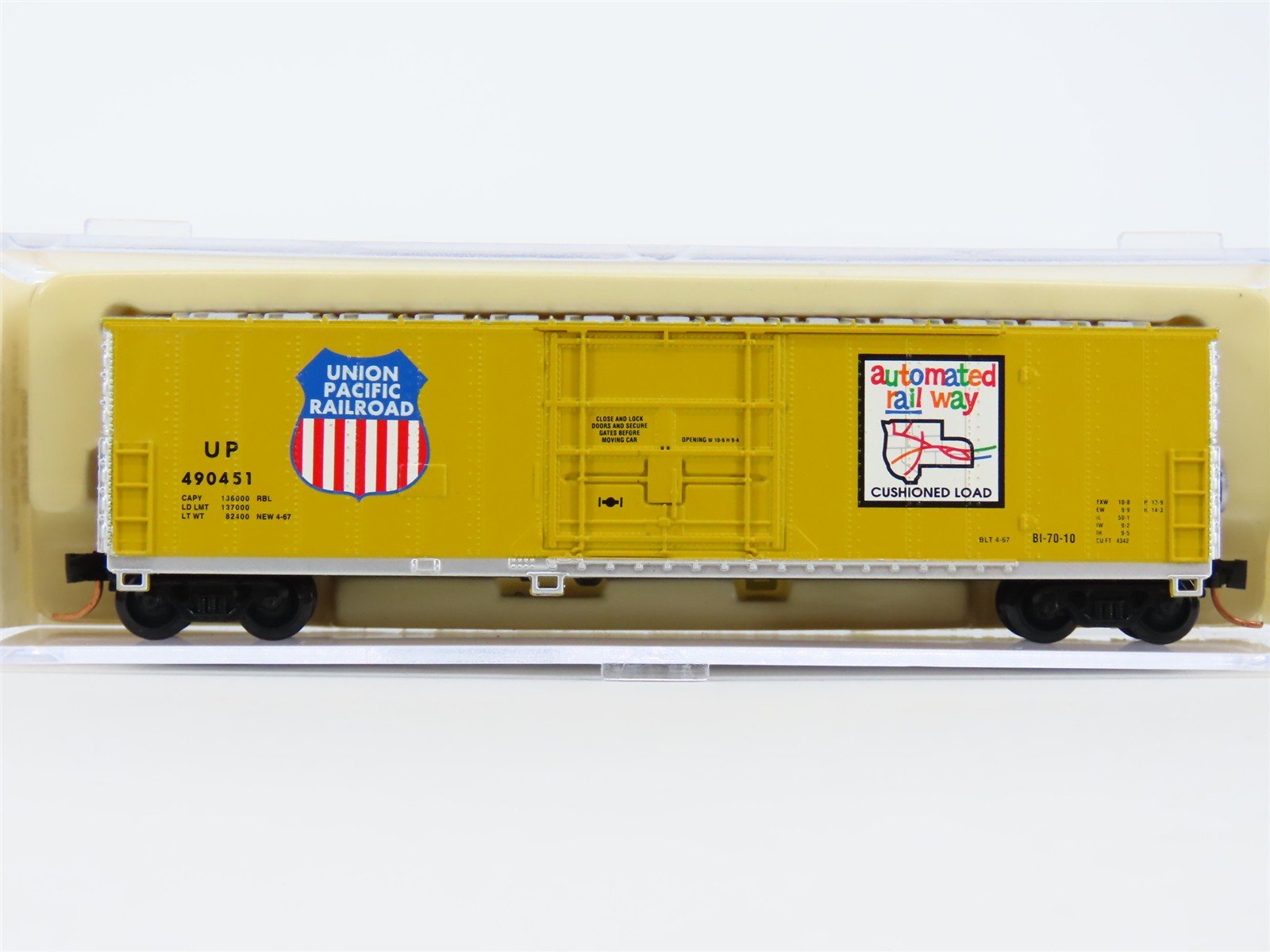 N Scale Atlas 33752 UP Union Pacific Railroad 50' FGE Box Car #490451