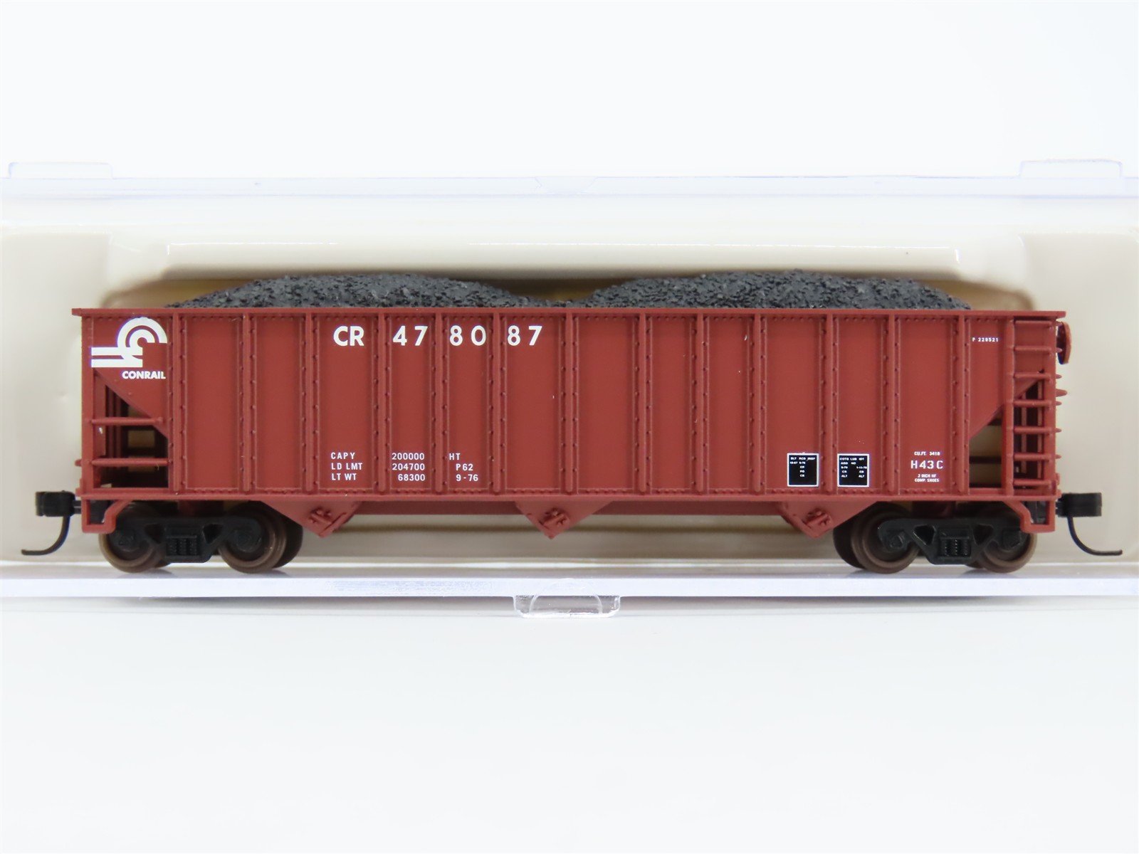 N Scale Atlas 5536A CR Conrail Railroad 3-Bay Open Hopper #478087 w/ Load