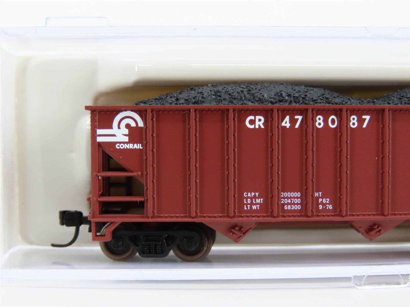 N Scale Atlas 5536A CR Conrail Railroad 3-Bay Open Hopper #478087 w/ Load