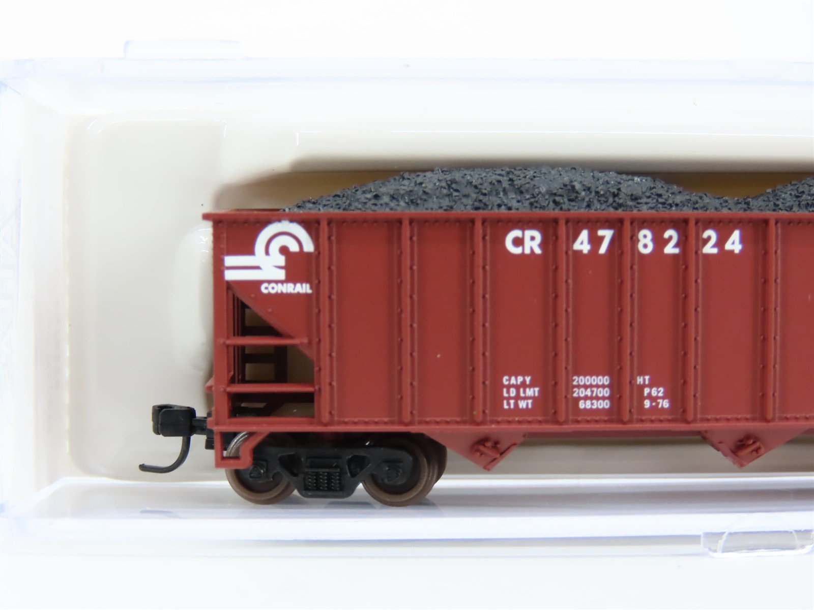 N Scale Atlas 5536B CR Conrail Railroad 3-Bay Open Hopper #478224 w/ Load