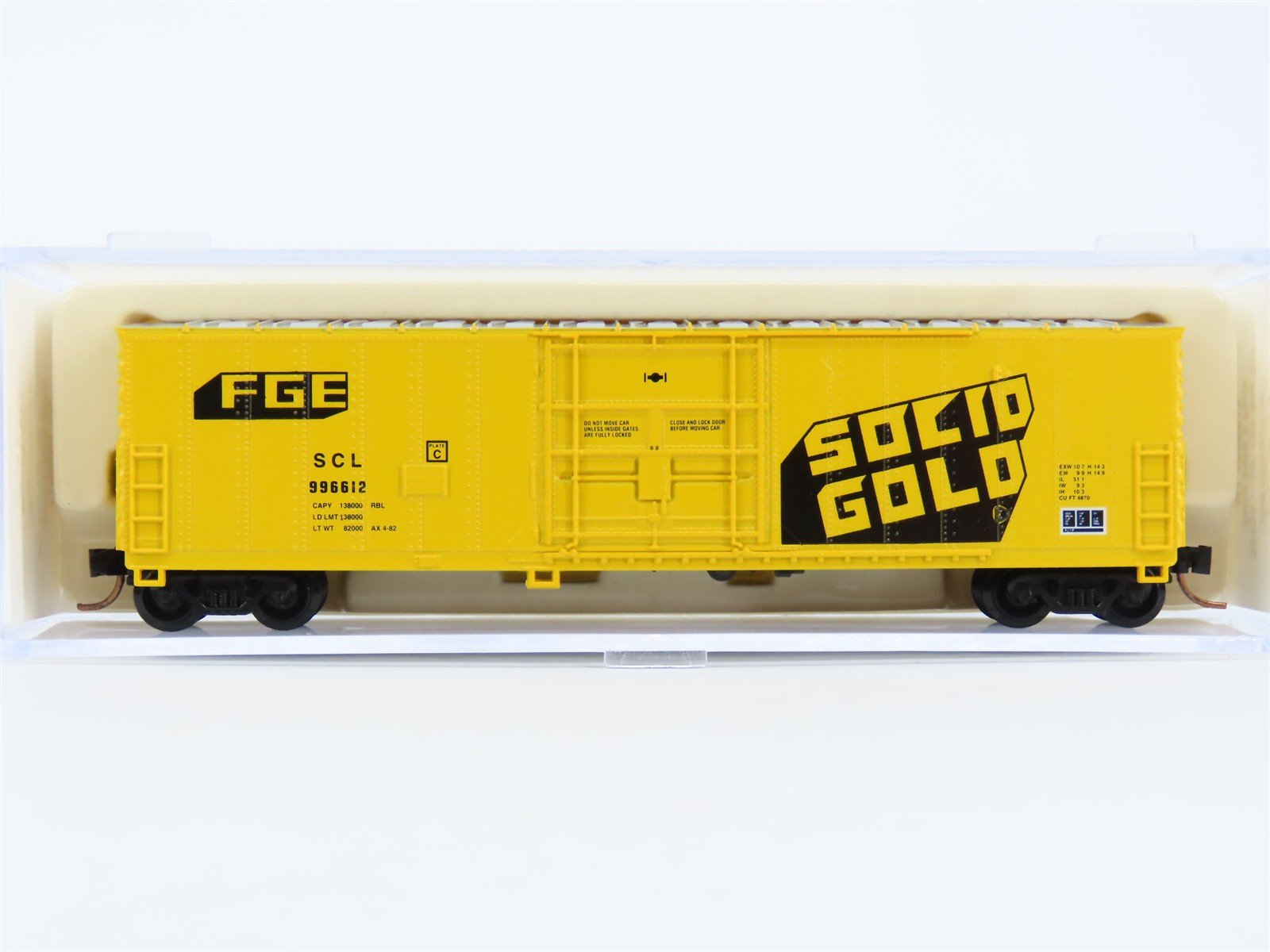 N Scale Atlas 5840A FGE SCL Solid Gold 50' Single Door Box Car #996612