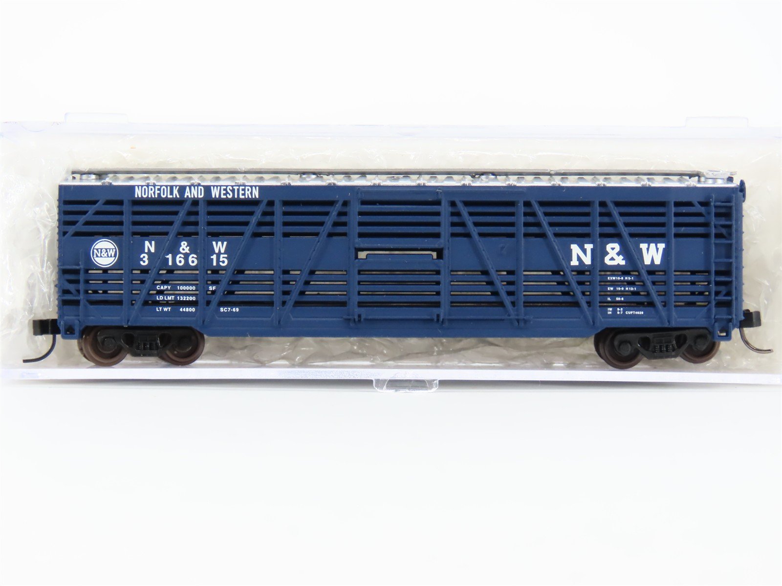 N Scale Atlas 35423 N&W Norfolk & Western Railroad 50' Stock Car #316615