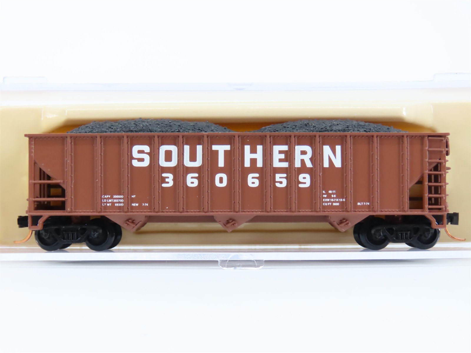 N Scale Atlas 32721 SOU Southern Railway 3-Bay Open Hopper #360659 w/ Load