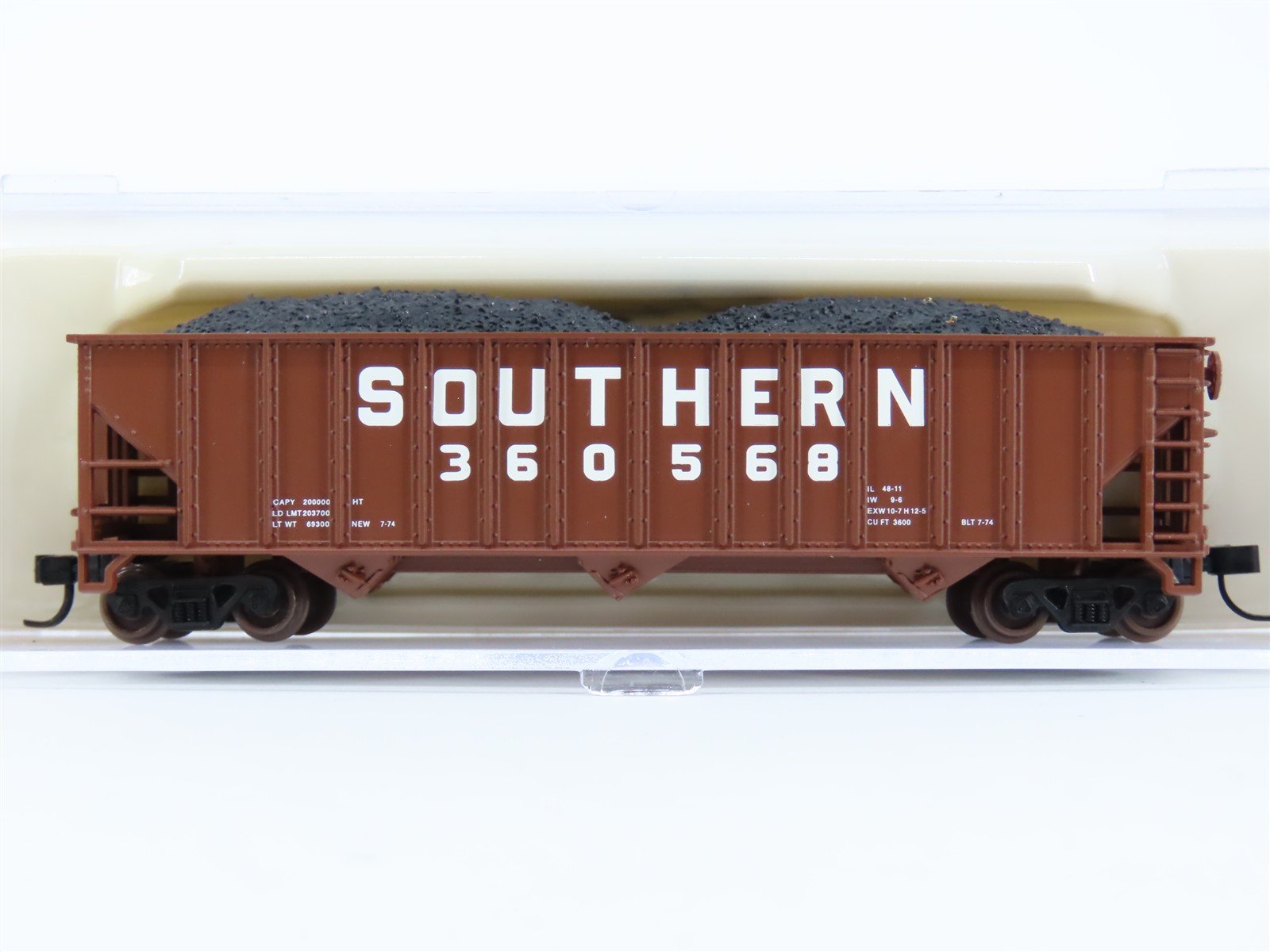 N Scale Atlas 32725 SOU Southern Railway 3-Bay Open Hopper #360568 w/ Load