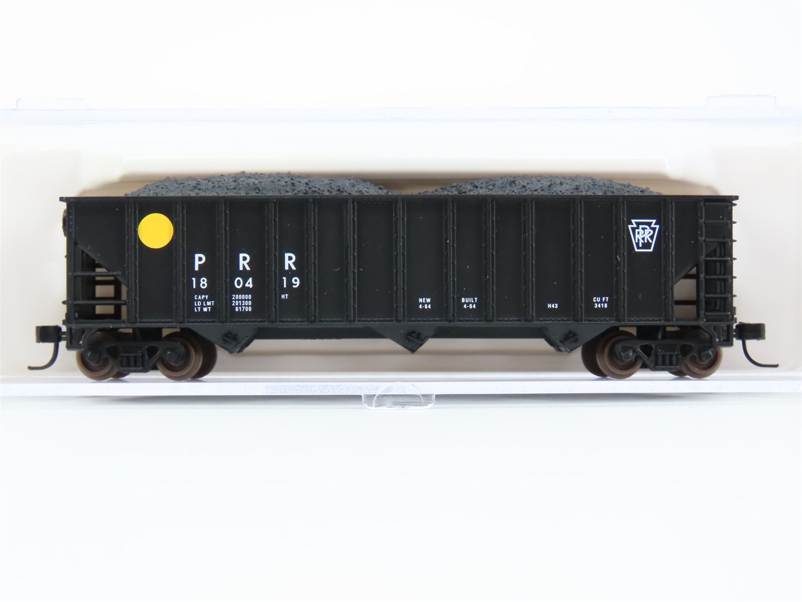 N Scale Atlas 32764 PRR Pennsylvania Railroad 3-Bay Open Hopper #180419 w/ Load