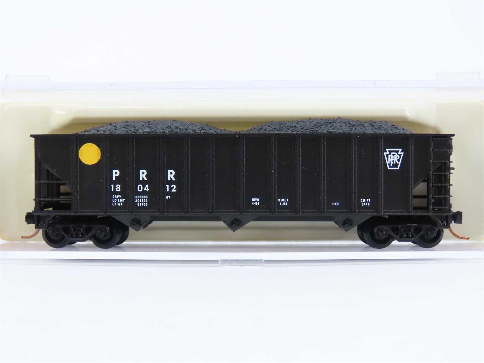 N Scale Atlas 32761 PRR Pennsylvania Railroad 3-Bay Open Hopper #180412 w/ Load