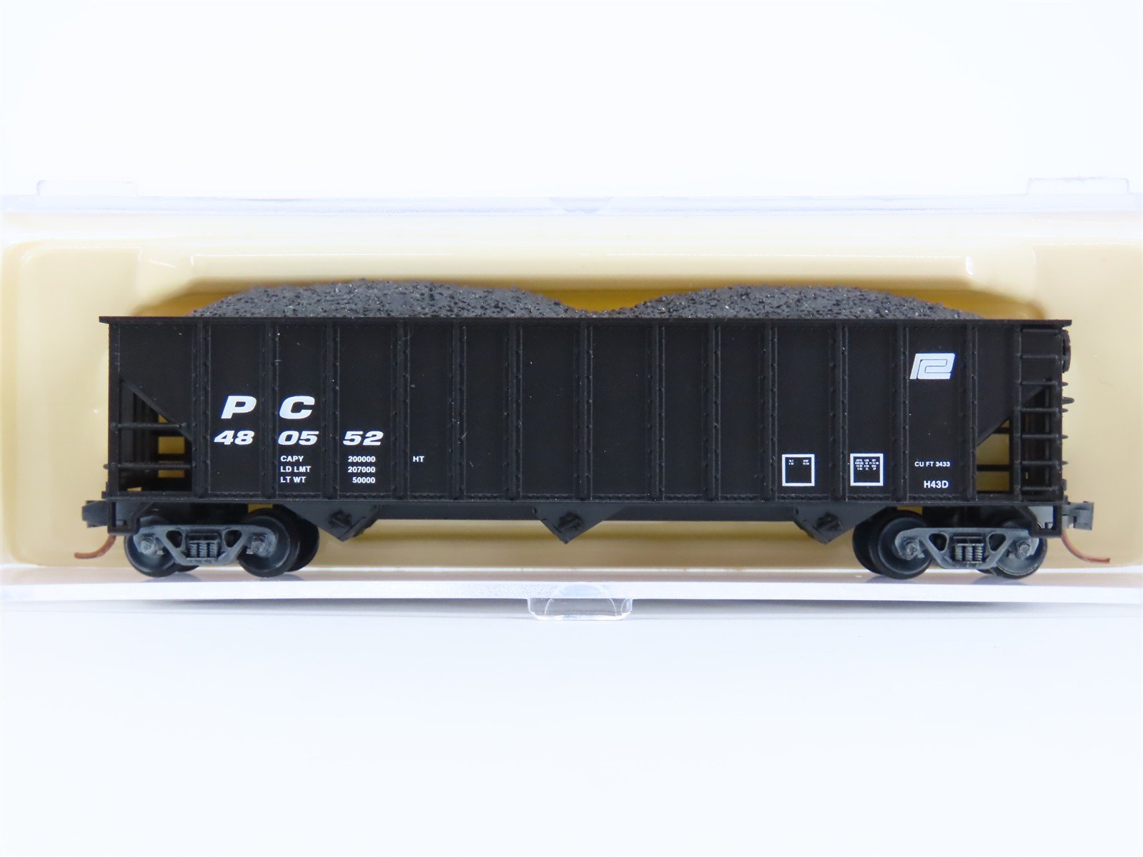 N Scale Atlas 32921 PC Penn Central Railroad 3-Bay Open Hopper #480552 w/ Load