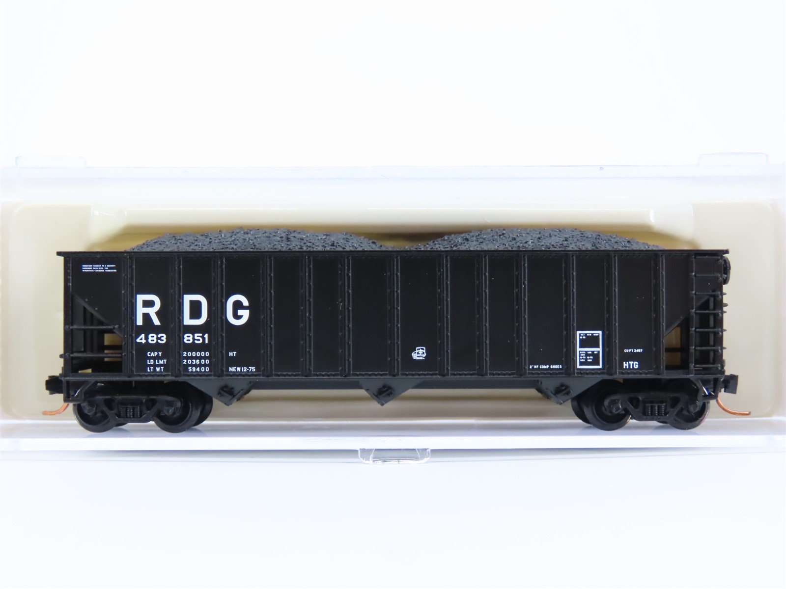 N Scale Atlas 32981 RDG Reading Railroad 3-Bay Open Hopper #483851 w/ Load