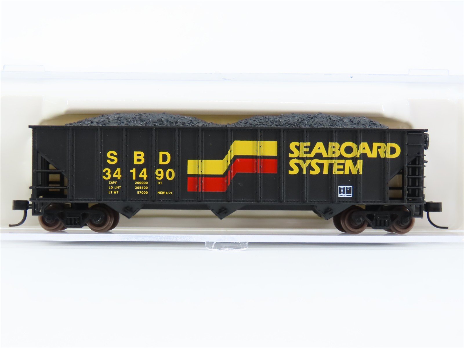 N Scale Atlas 32993 SBD Seaboard System 3-Bay Open Hopper #341490 w/ Load
