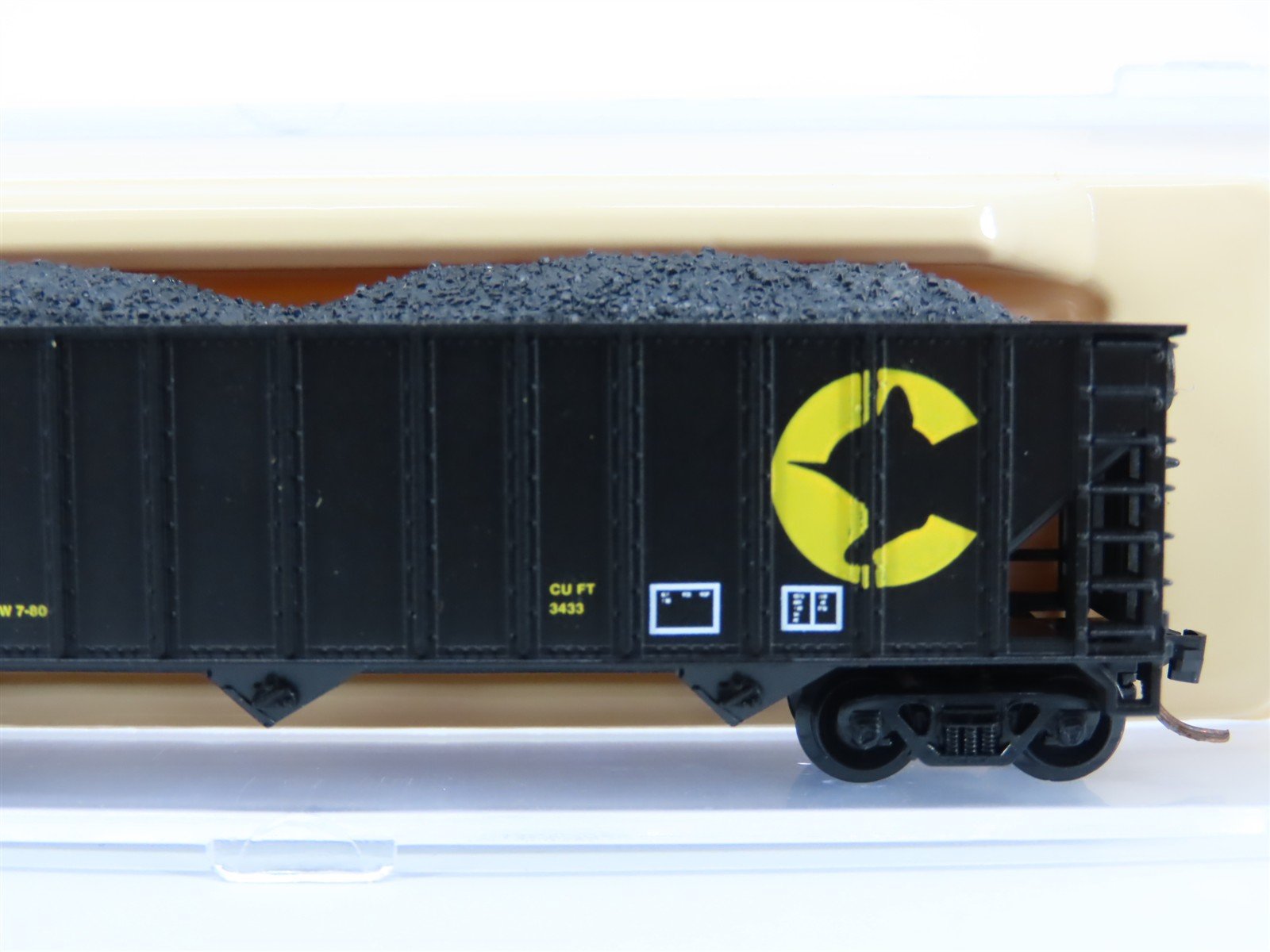 N Scale Atlas 32891 WM Chessie System 3-Bay Open Hopper #830091 w/ Load