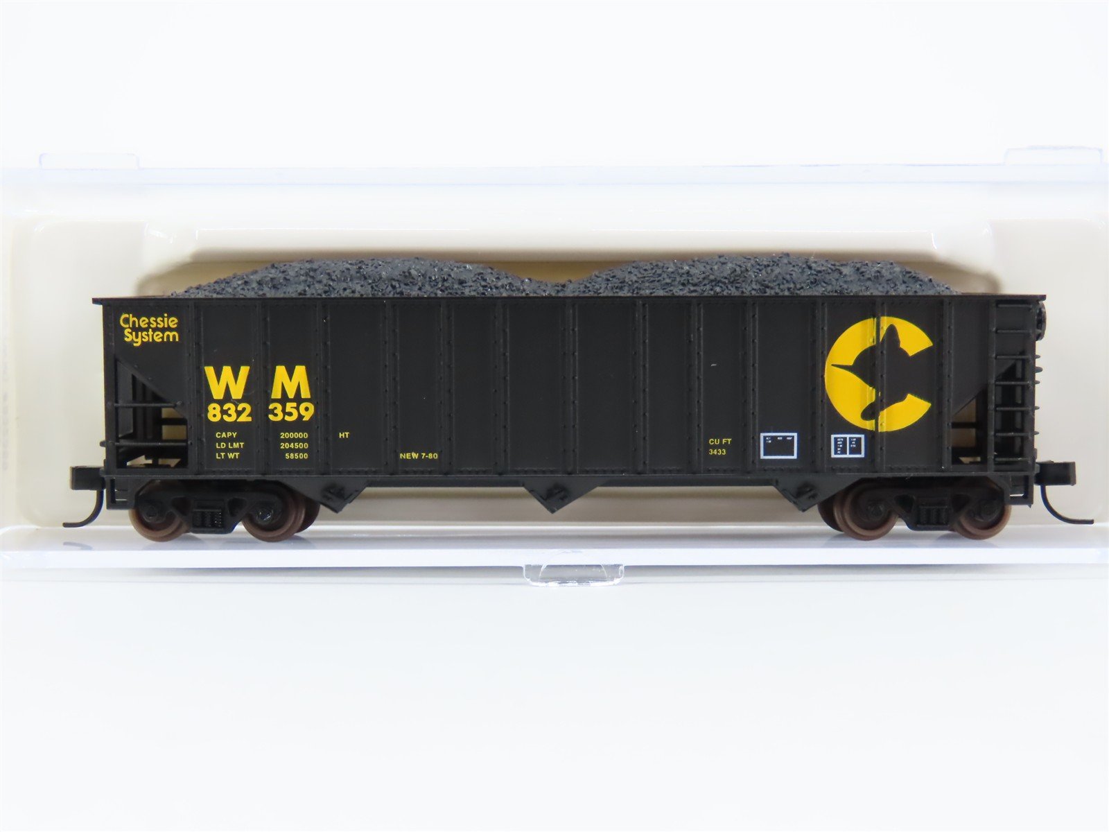N Scale Atlas 32896 WM Chessie System 3-Bay Open Hopper #832359 w/ Load