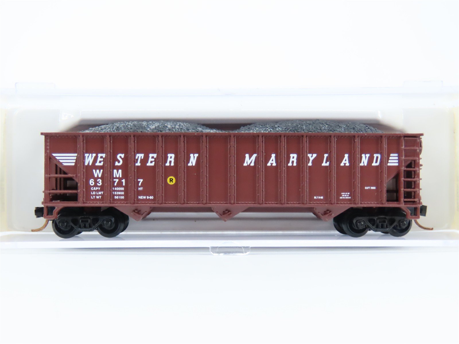 N Scale Atlas 32661 WM Western Maryland 3-Bay Open Hopper #63717 w/ Load