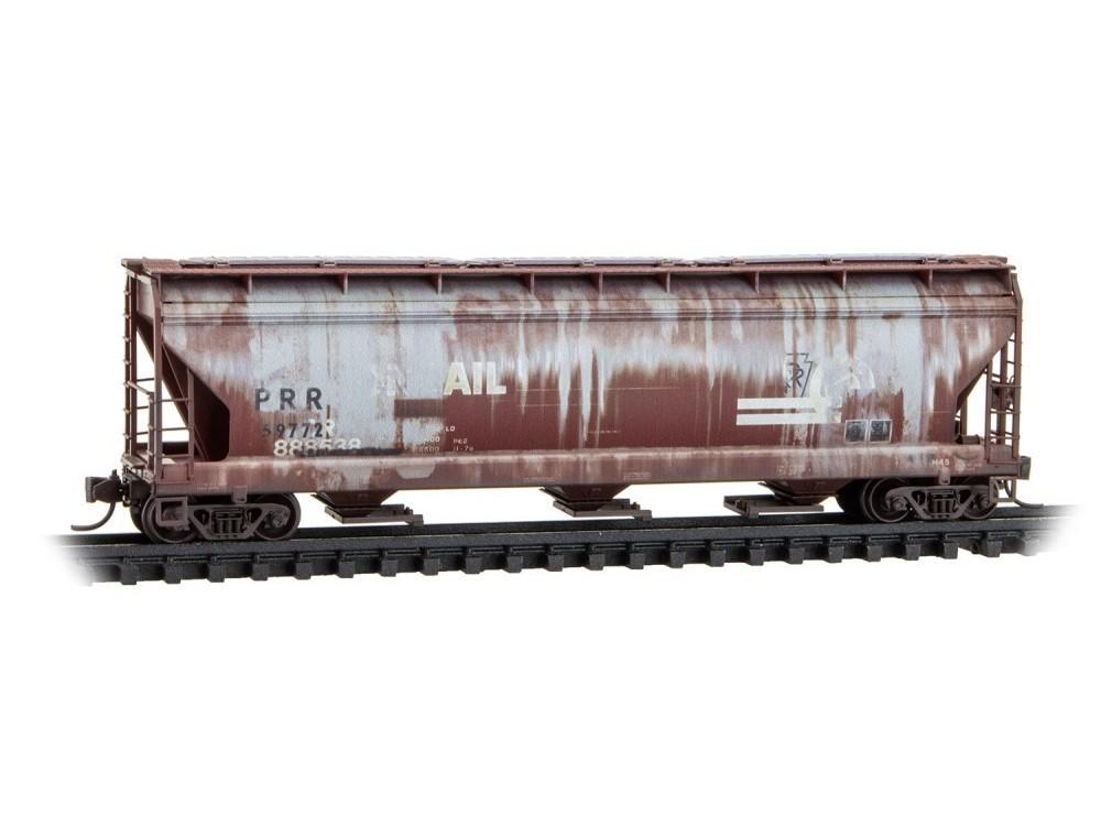 N Micro-Trains MTL 98305102 CR/ex-PRR 3-Bay Covered Hoppers 2-Pack - Weathered