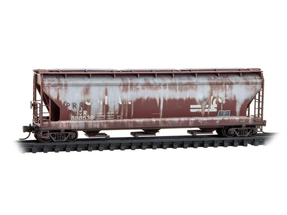 N Micro-Trains MTL 98305102 CR/ex-PRR 3-Bay Covered Hoppers 2-Pack - Weathered