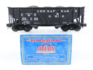O Gauge 3-Rail Atlas 6423-5 C&O 50-Ton War Emergency 2-Bay Hopper #55380