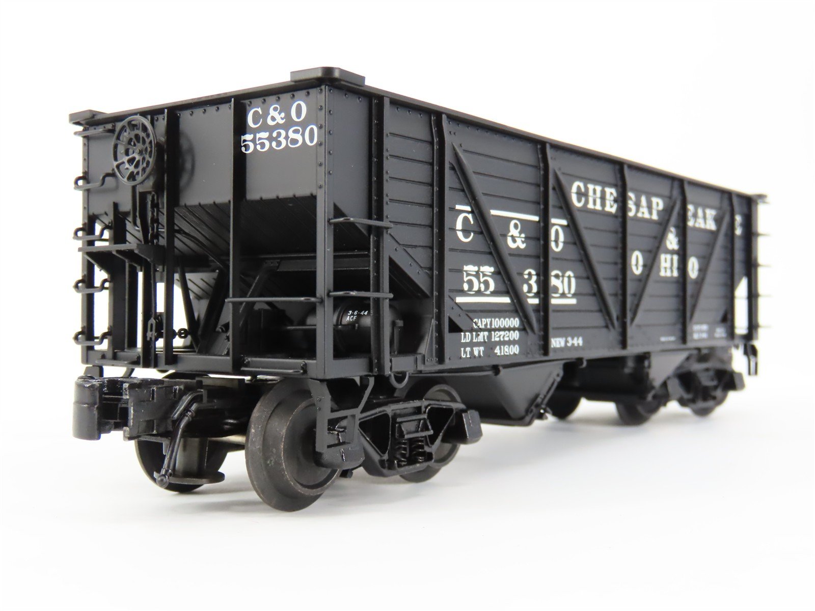 O Gauge 3-Rail Atlas 6423-5 C&O 50-Ton War Emergency 2-Bay Hopper #55380