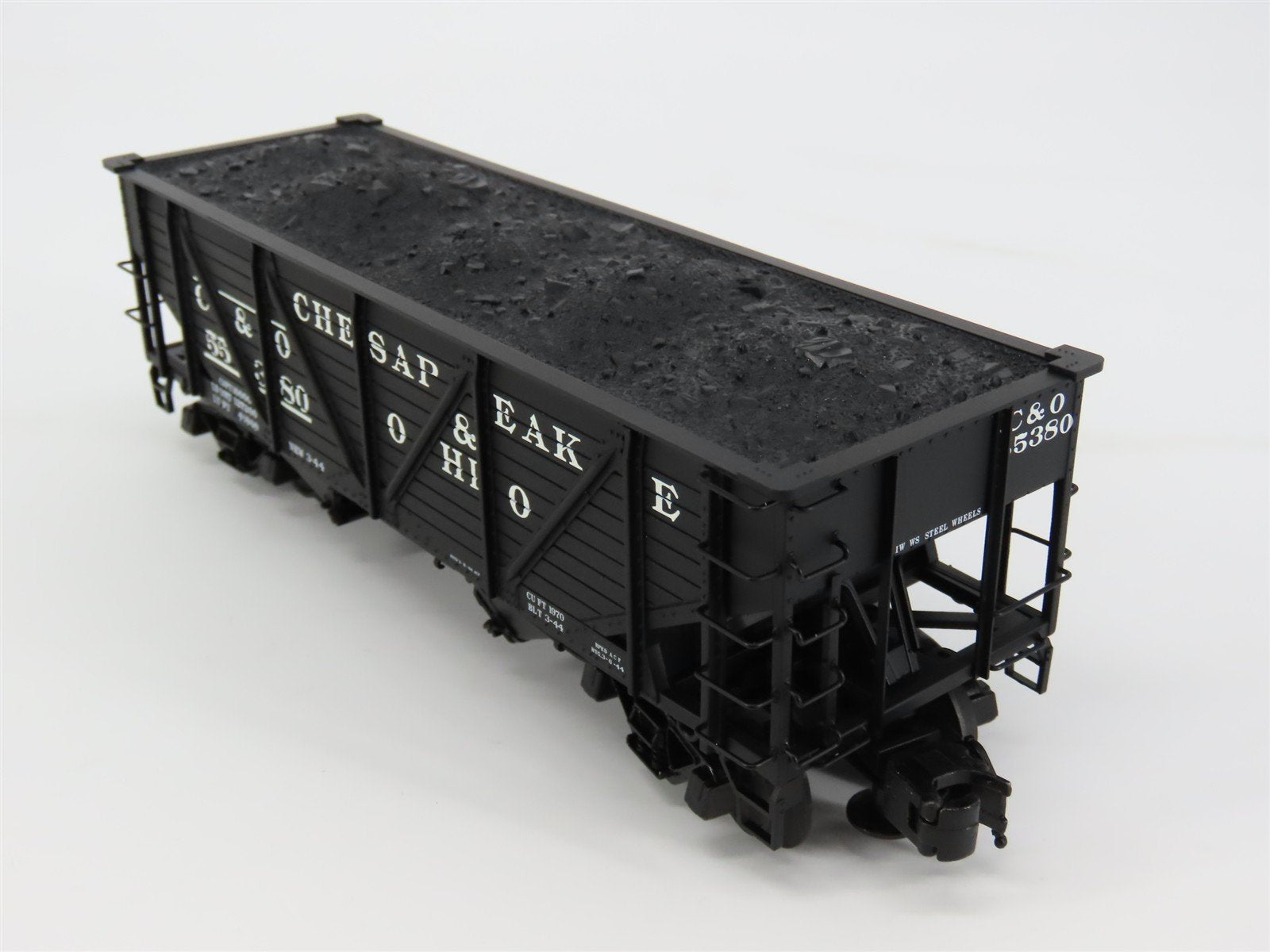 O Gauge 3-Rail Atlas 6423-5 C&O 50-Ton War Emergency 2-Bay Hopper #55380