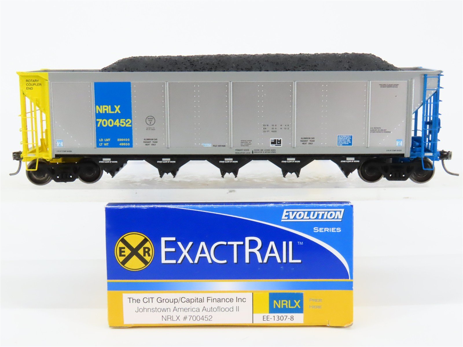 HO ExactRail EE-1307-8 NRLX CIT Group Autoflood Hopper #700452 w/Coal Load