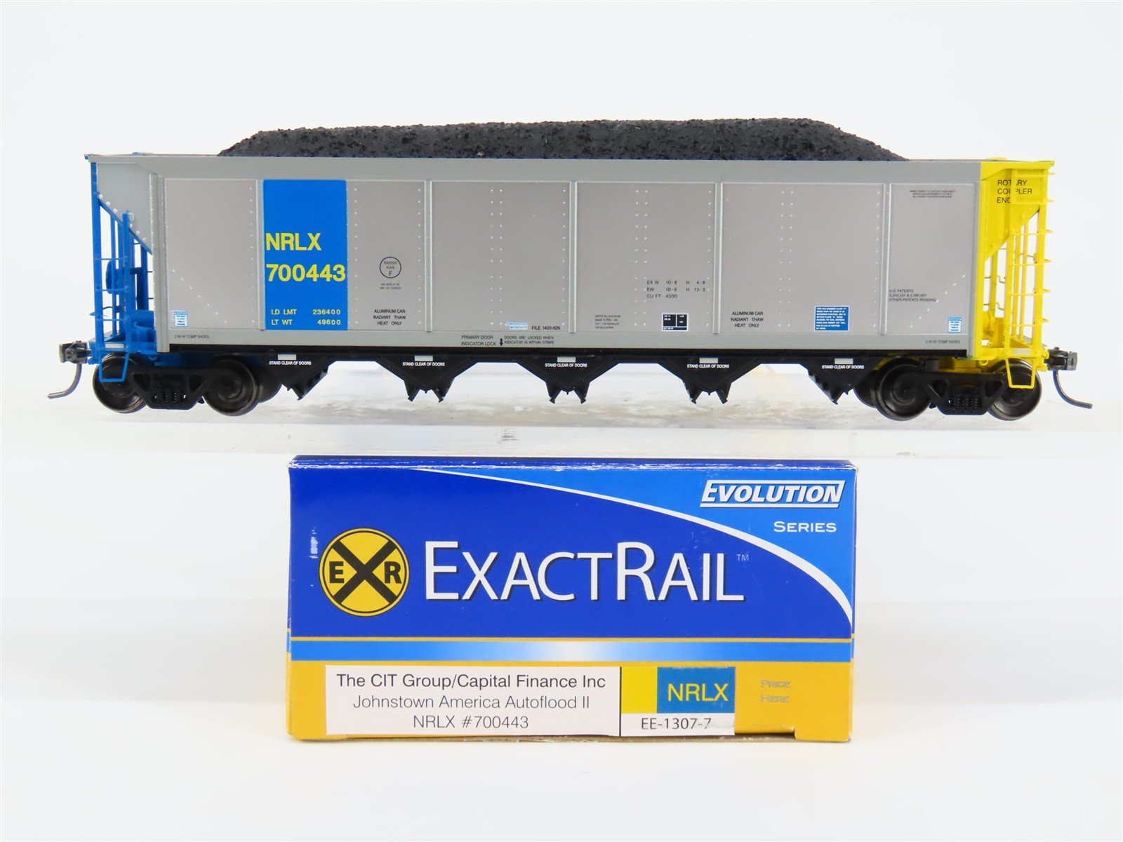 HO ExactRail EE-1307-7 NRLX CIT Group Autoflood Hopper #700443 w/Coal Load