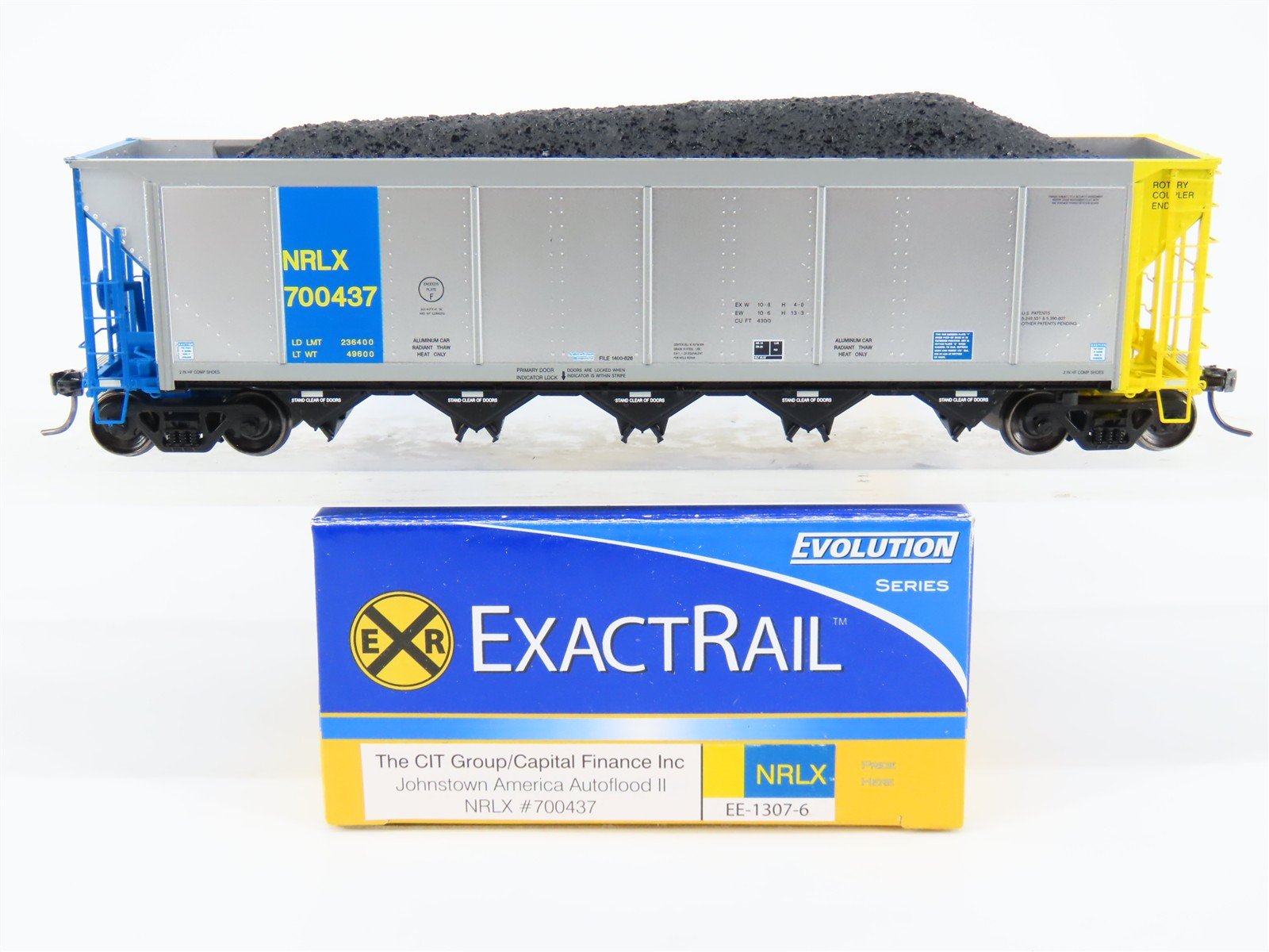 HO ExactRail EE-1307-6 NRLX CIT Group Autoflood Hopper #700437 w/Coal Load