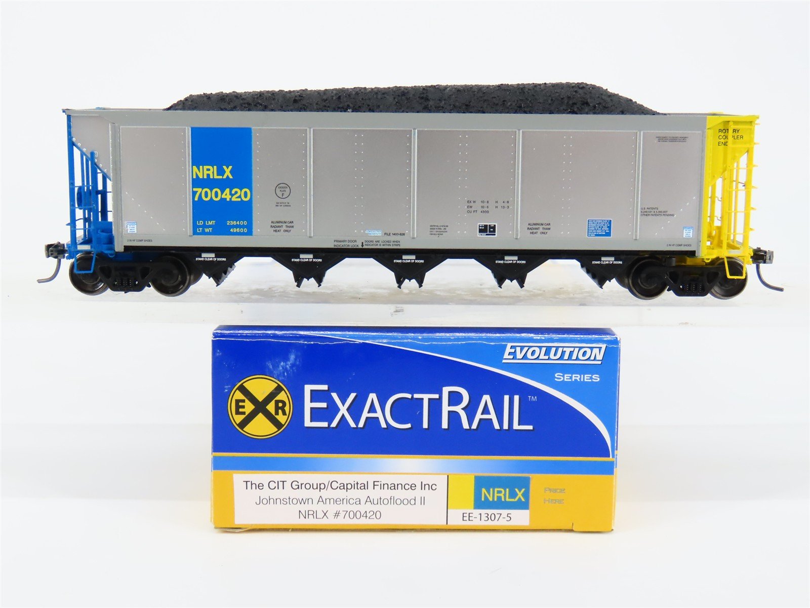 HO ExactRail EE-1307-5 NRLX CIT Group Autoflood Hopper #700420 w/Coal Load