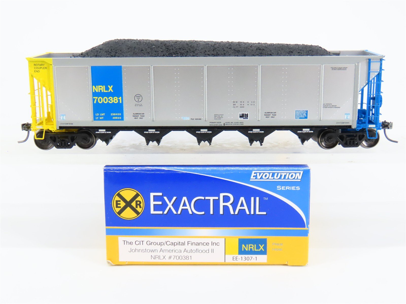 HO ExactRail EE-1307-1 NRLX CIT Group Autoflood Hopper #700381 w/Coal Load