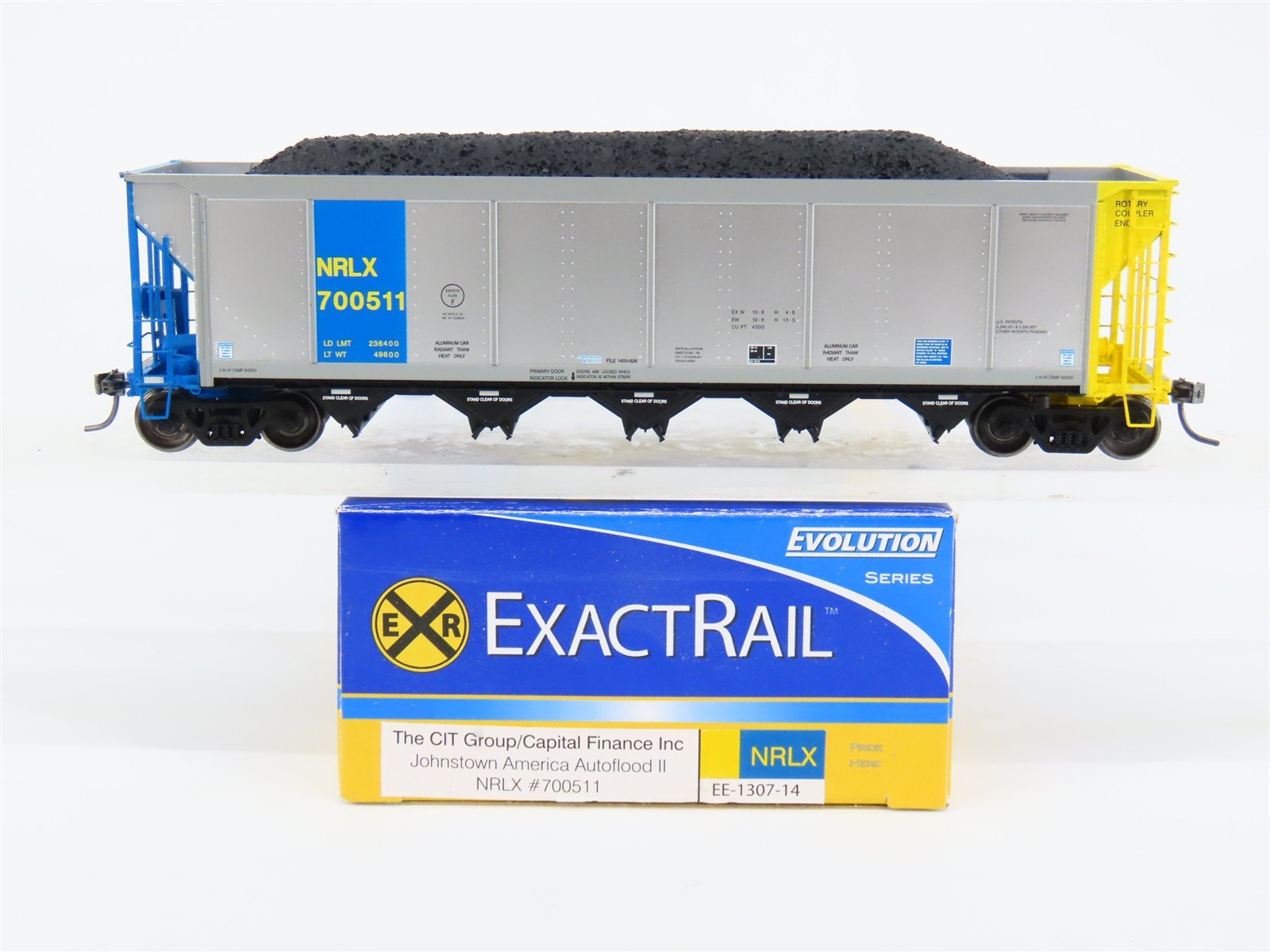 HO ExactRail EE-1307-14 NRLX CIT Group Autoflood Hopper #700511 w/Coal Load