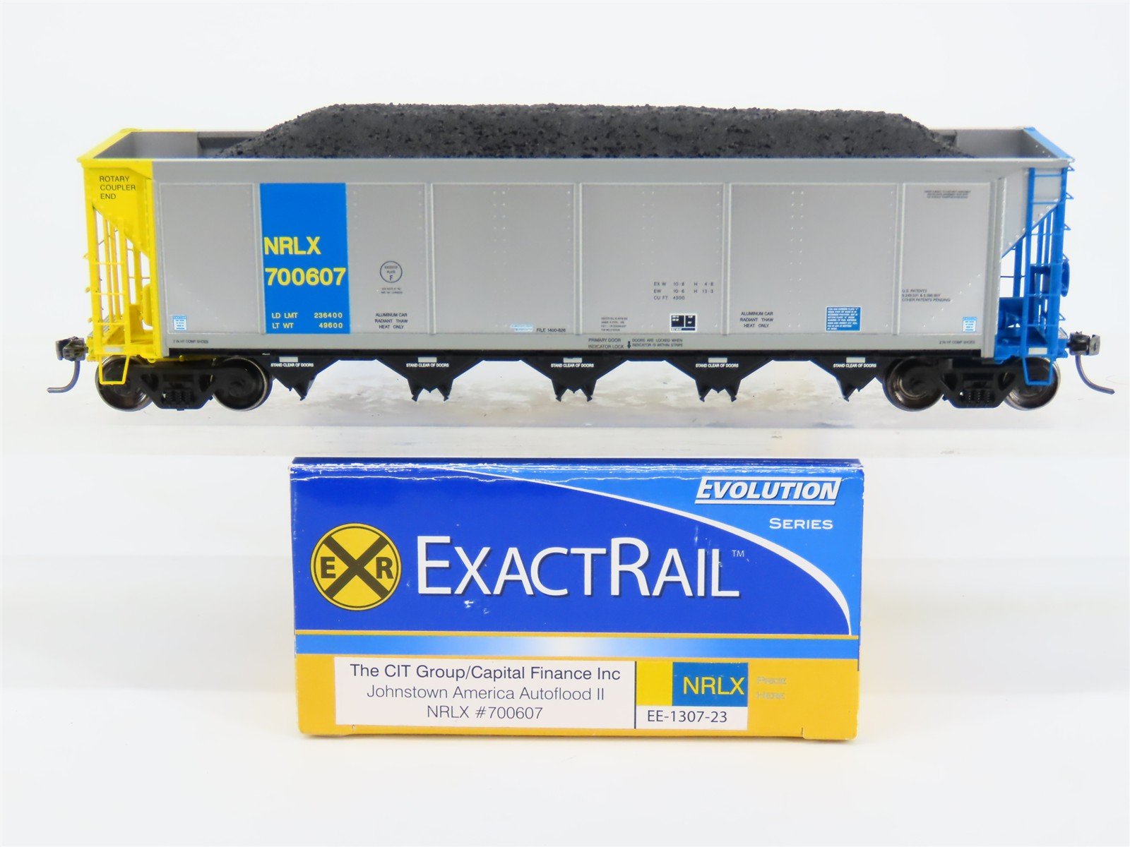 HO ExactRail EE-1307-23 NRLX CIT Group Autoflood Hopper #700607 w/Coal Load