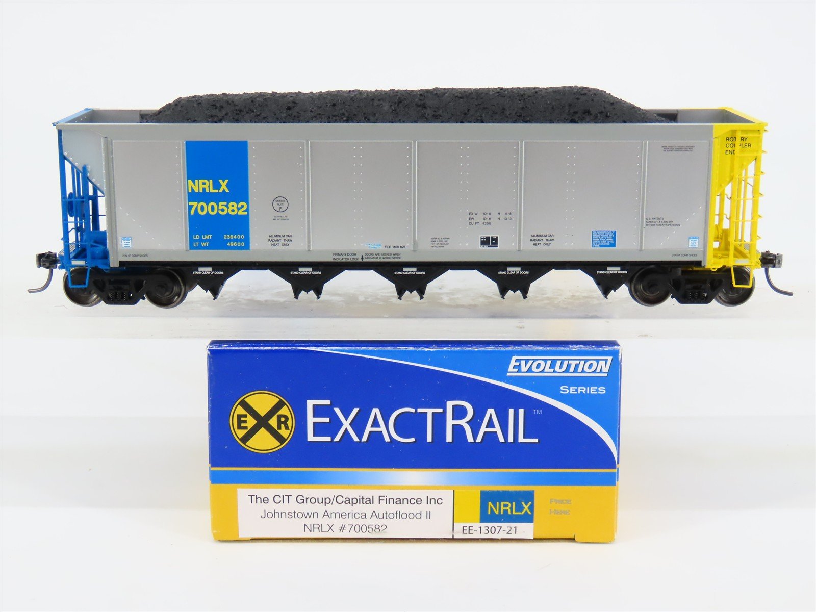 HO ExactRail EE-1307-21 NRLX CIT Group Autoflood Hopper #700582 w/Coal Load