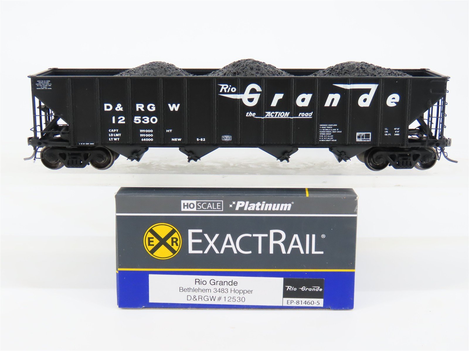 HO ExactRail EP-81460-5 DRGW Rio Grande Bethlehem 3483 4-Bay Hopper Car #12530