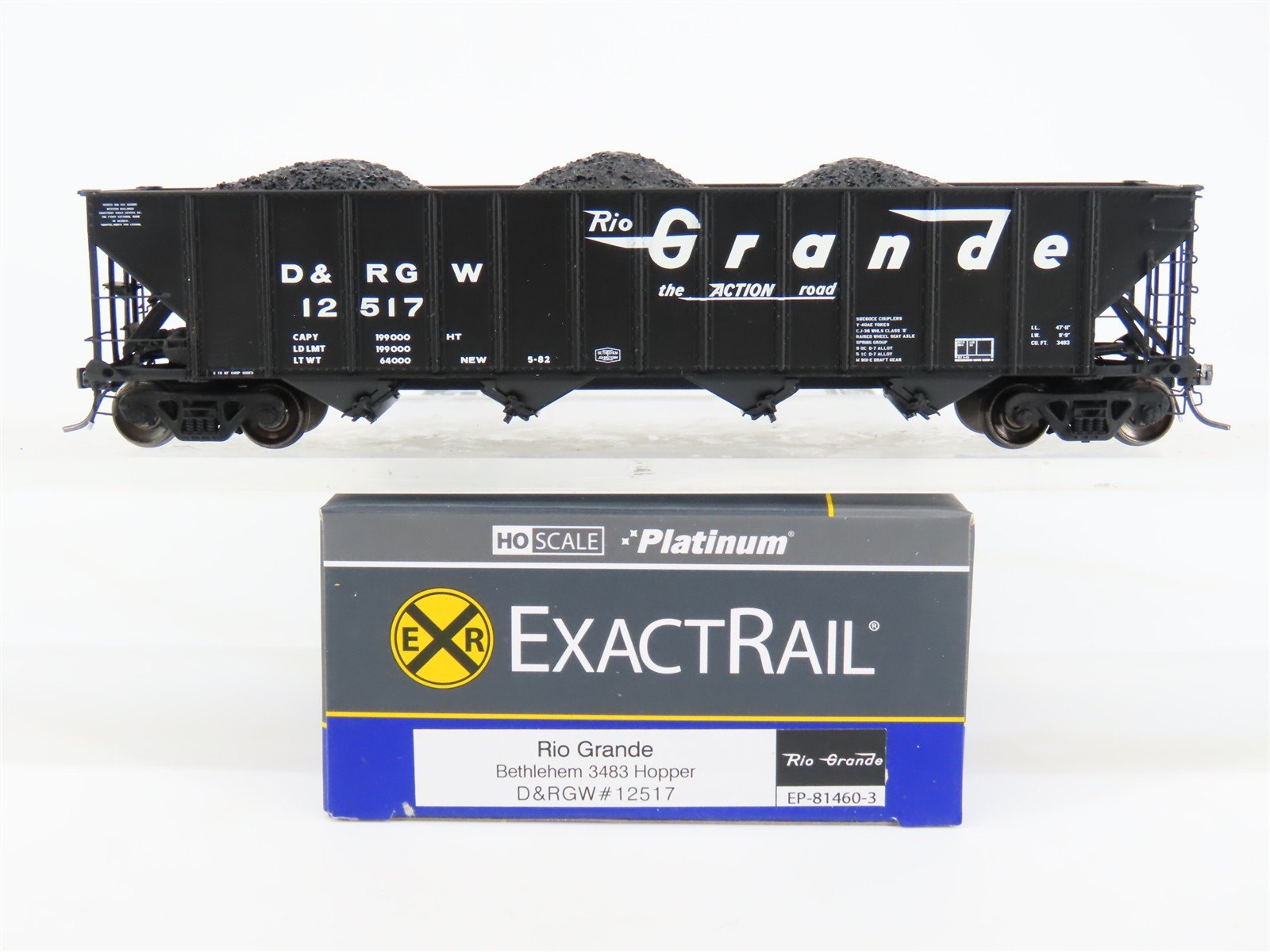 HO ExactRail EP-81460-3 DRGW Rio Grande Bethlehem 3483 4-Bay Hopper Car #12517