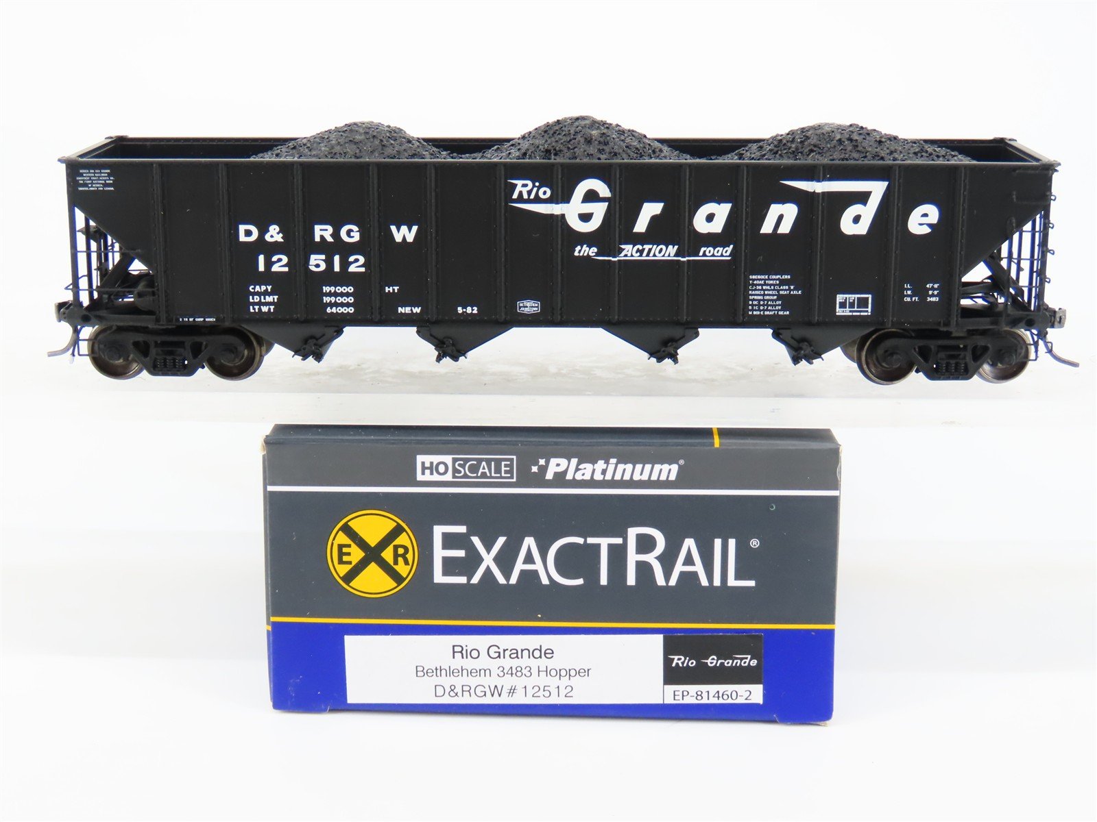 HO ExactRail EP-81460-2 DRGW Rio Grande Bethlehem 3483 4-Bay Hopper Car #12512