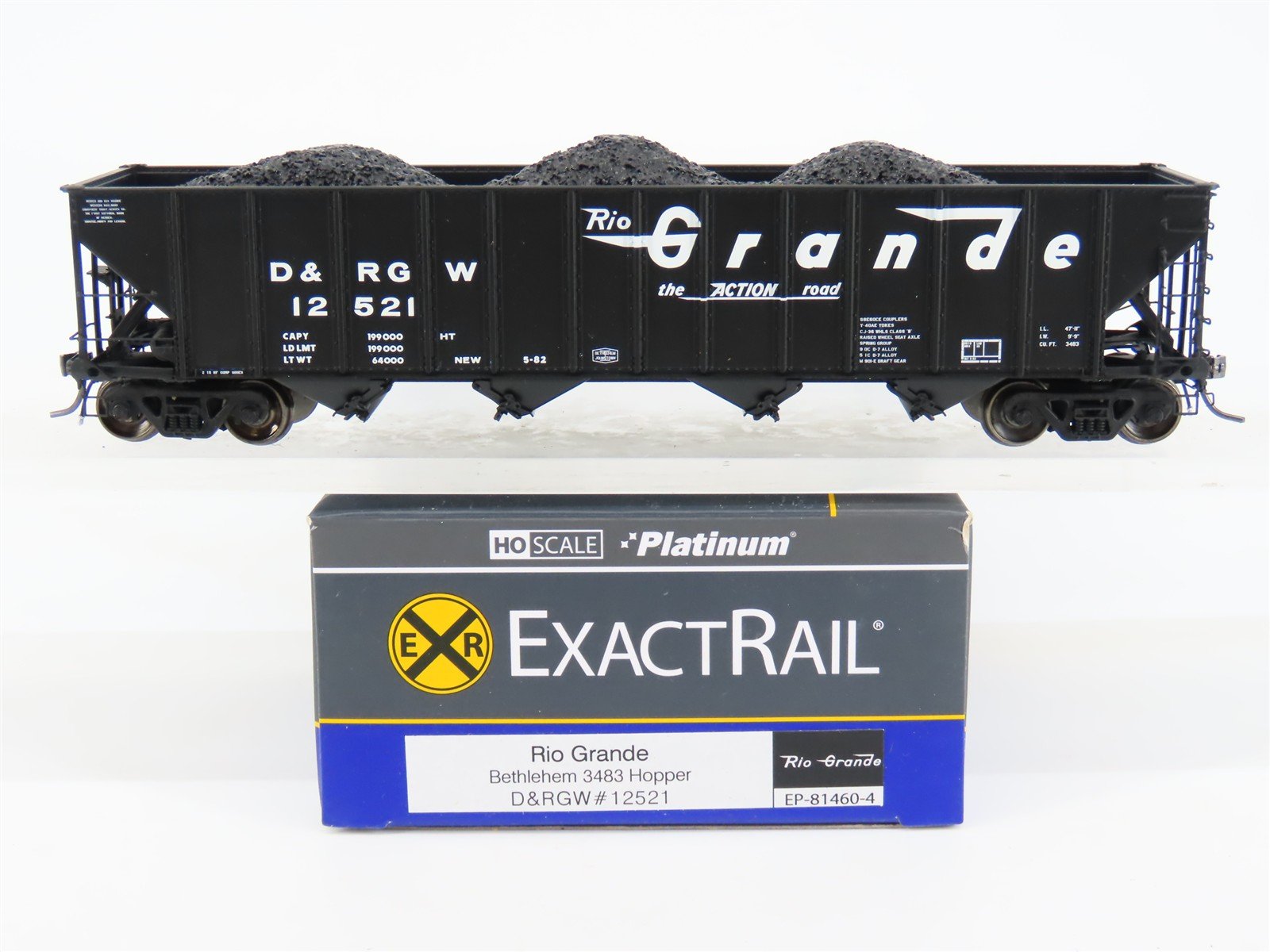 HO ExactRail EP-81460-4 DRGW Rio Grande Bethlehem 3483 4-Bay Hopper Car #12521
