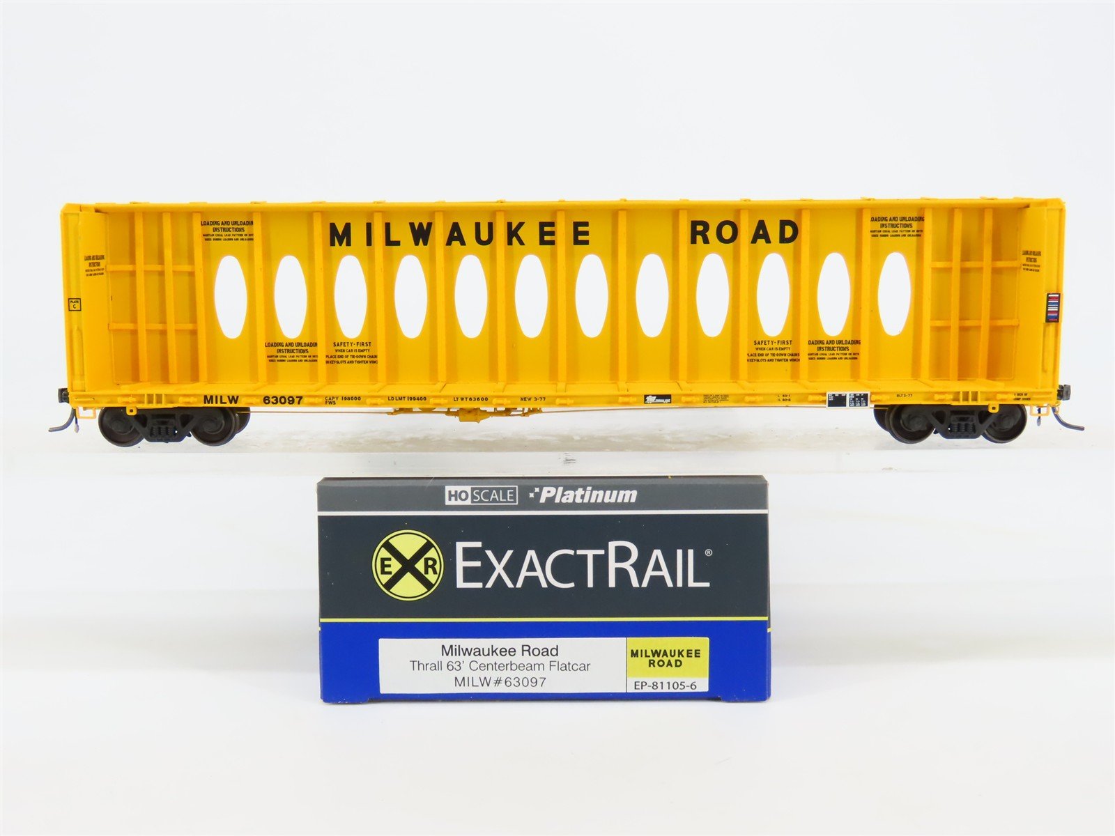 HO Scale ExactRail EP-81105-6 MILW Milwaukee Road 63' Centerbeam Flatcar #63097