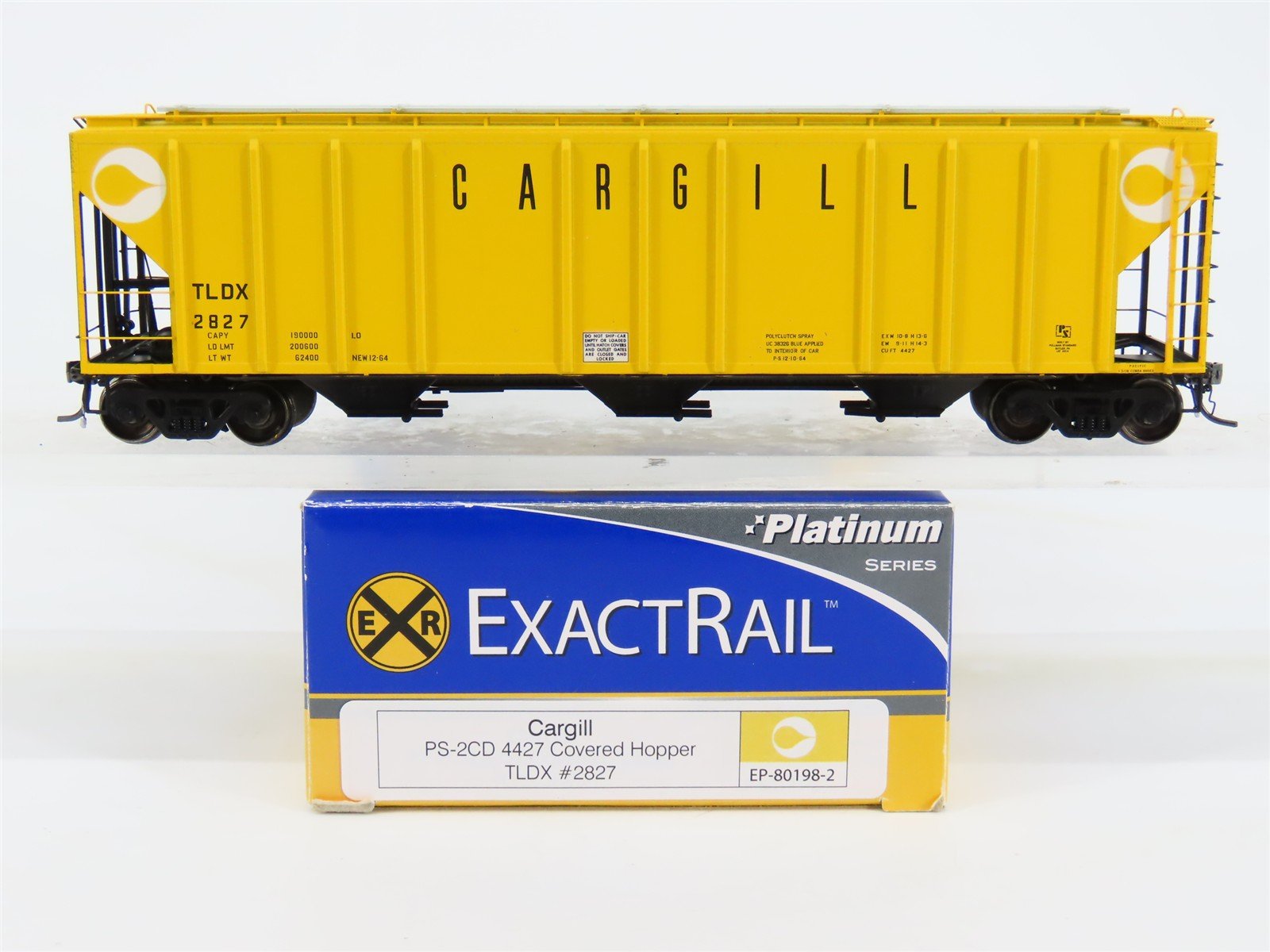 HO Scale ExactRail EP-80198-2 TLDX Cargill PS-2CD 4427 Covered Hopper Car #2827