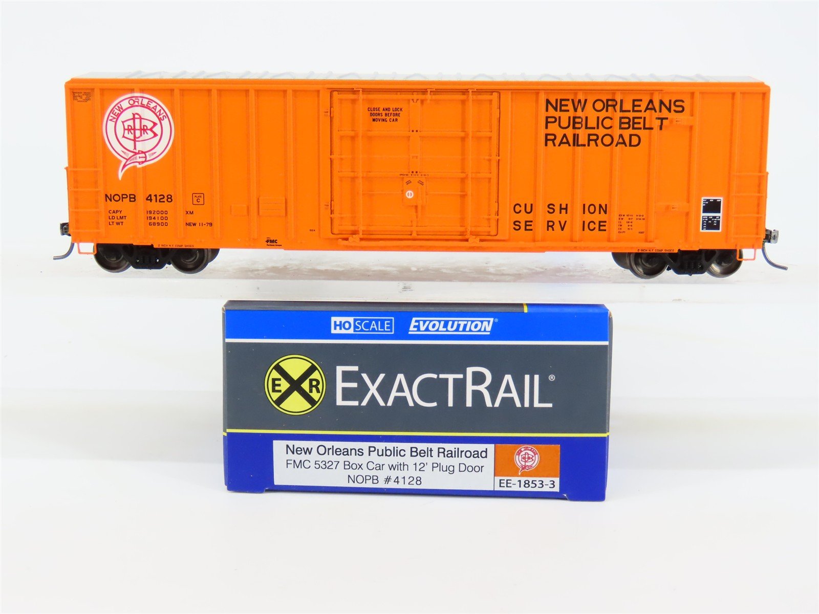 HO Scale ExactRail EE-1853-3 NOPB New Orleans Belt FMC 5327 50' Boxcar #4128