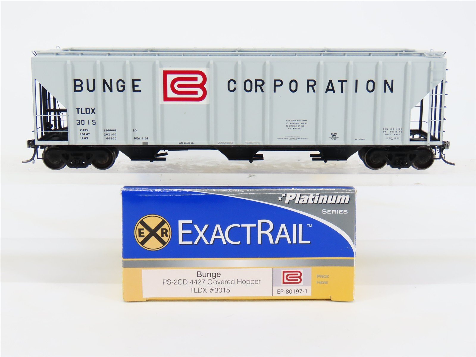 HO Scale ExactRail EP-80197-1 TLDX Bunge PS-2CD 4427 Covered Hopper #3015