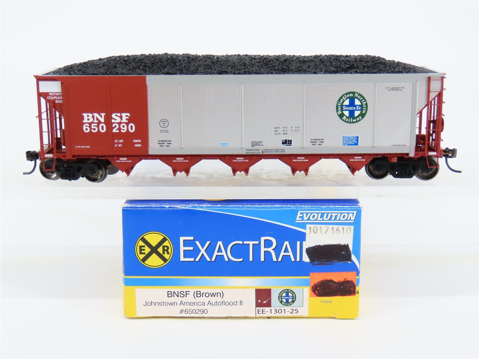 HO Scale ExactRail EP-1301-25 BNSF Railway Autoflood II Hopper Car #650290 wLoad