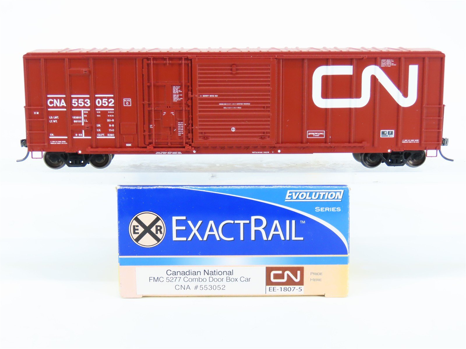 HO Scale ExactRail EE-1807-5 CNA Canadian National FMC 5277 50' Boxcar #553052