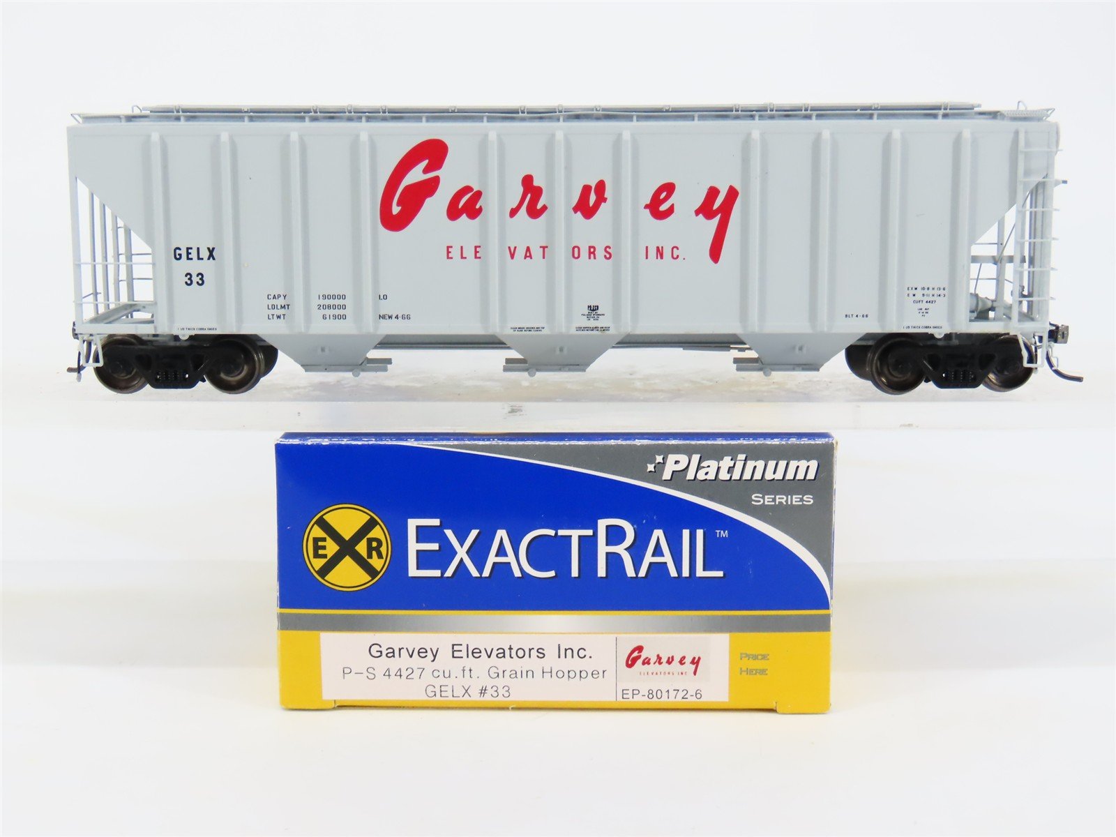 HO Scale ExactRail EP-80172-6 GELX Garvey Elevators P-S 4427 3-Bay Hopper #33