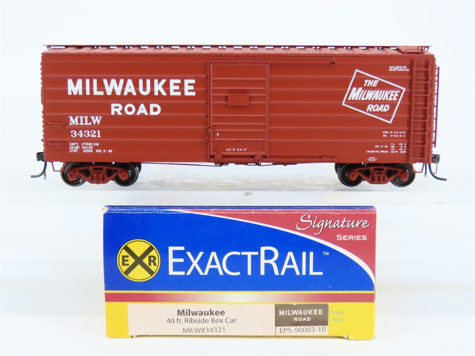 HO Scale ExactRail EPS-90003-10 MILW Milwaukee Road 40' Ribside Boxcar #34321