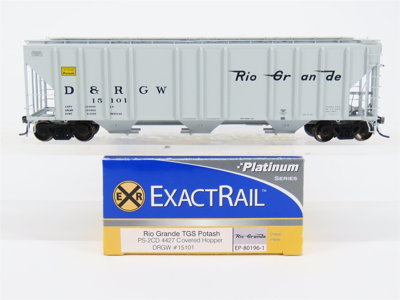 HO Scale ExactRail EP-80196-1 DRGW Rio Grande PS-2CD 4427 3-Bay Hopper Car #1510