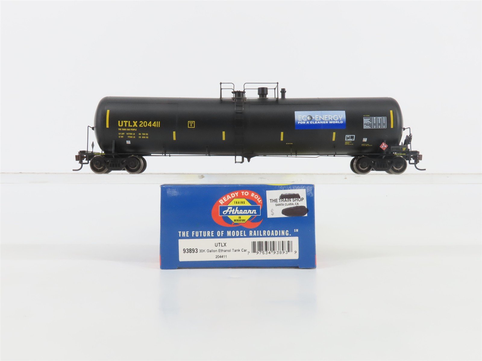 HO Scale Athearn 93893 UTLX Eco-Energy 30K Gallon Ethanol Tank Car #204411