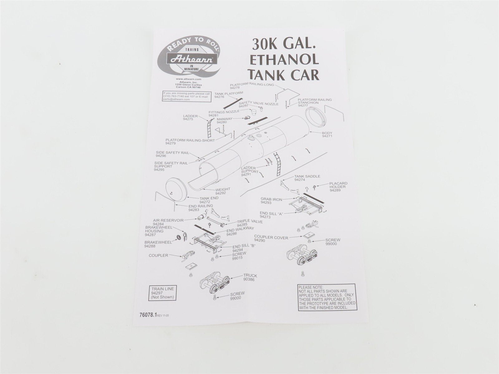 HO Scale Athearn 93893 UTLX Eco-Energy 30K Gallon Ethanol Tank Car #204411